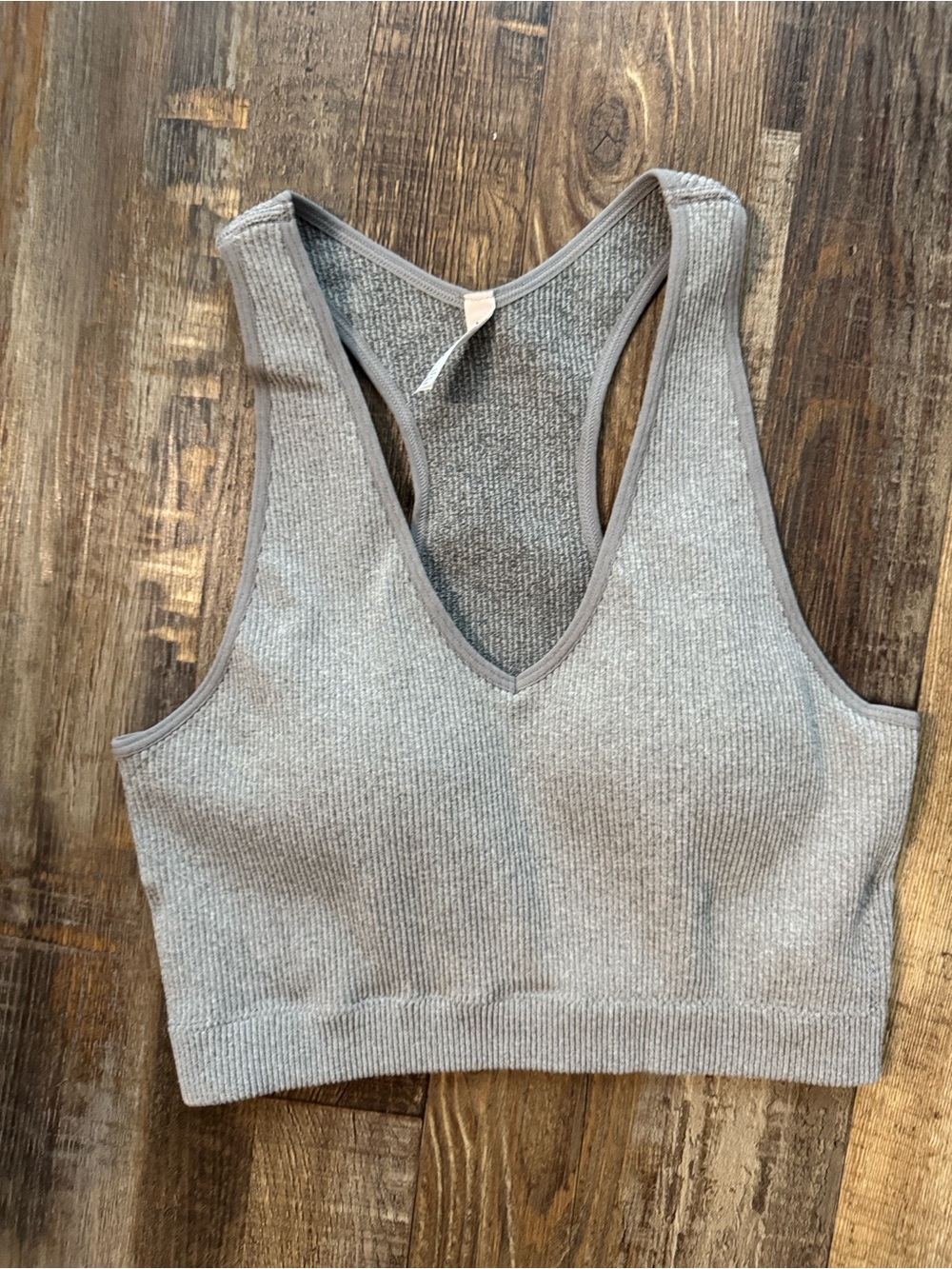 Zenana Outfitters Ribbed Racerback Bralette - Gray